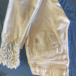 Blumarine Straight Leg Jeans with Pizzo Lace Hems